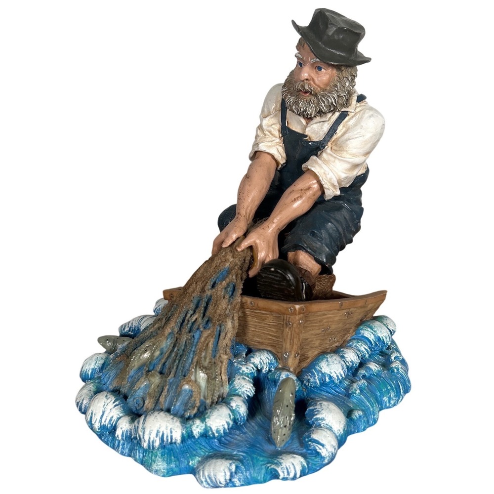 Beachcombers Old Salt Pulling in the Catch Fisherman Figurine 1998 Series Blue